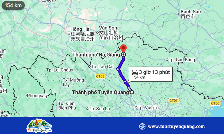 Từ Tuyên Quang đến Hà Giang bao nhiêu km